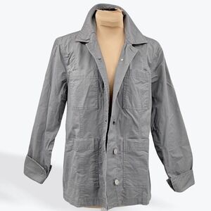 Cato Utility Barn Jacket Womens Small Gray Button Cabincore Long Sleeve Pocket